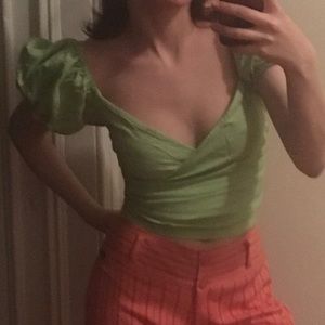 Mint Green Milkmaid Crop Top🥝